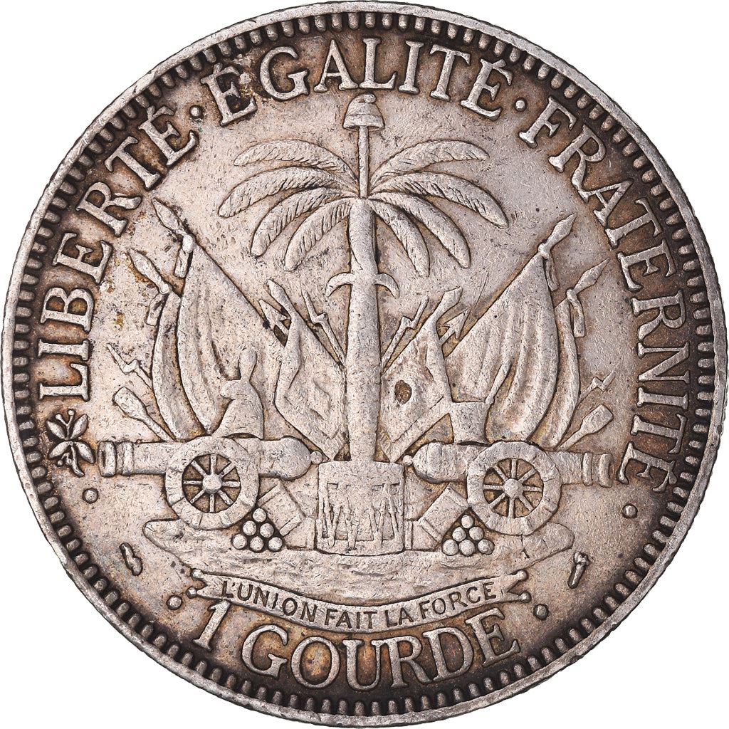 Haiti | 1 Gourde Coin | Libertine | Palm Tree | Cannon | Km:46 | 1881 - 1895