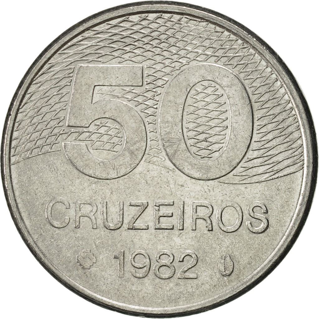 Brazil | 50 Cruzeiros Coin | Map of Brasilia | Km:594 | 1981 - 1984