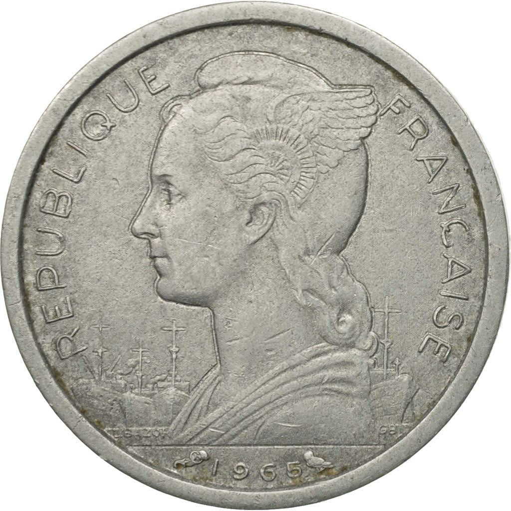 French Somaliland | 1 Franc Coin | Marianne | Waterbuck | Km:8 | 1959 - 1965