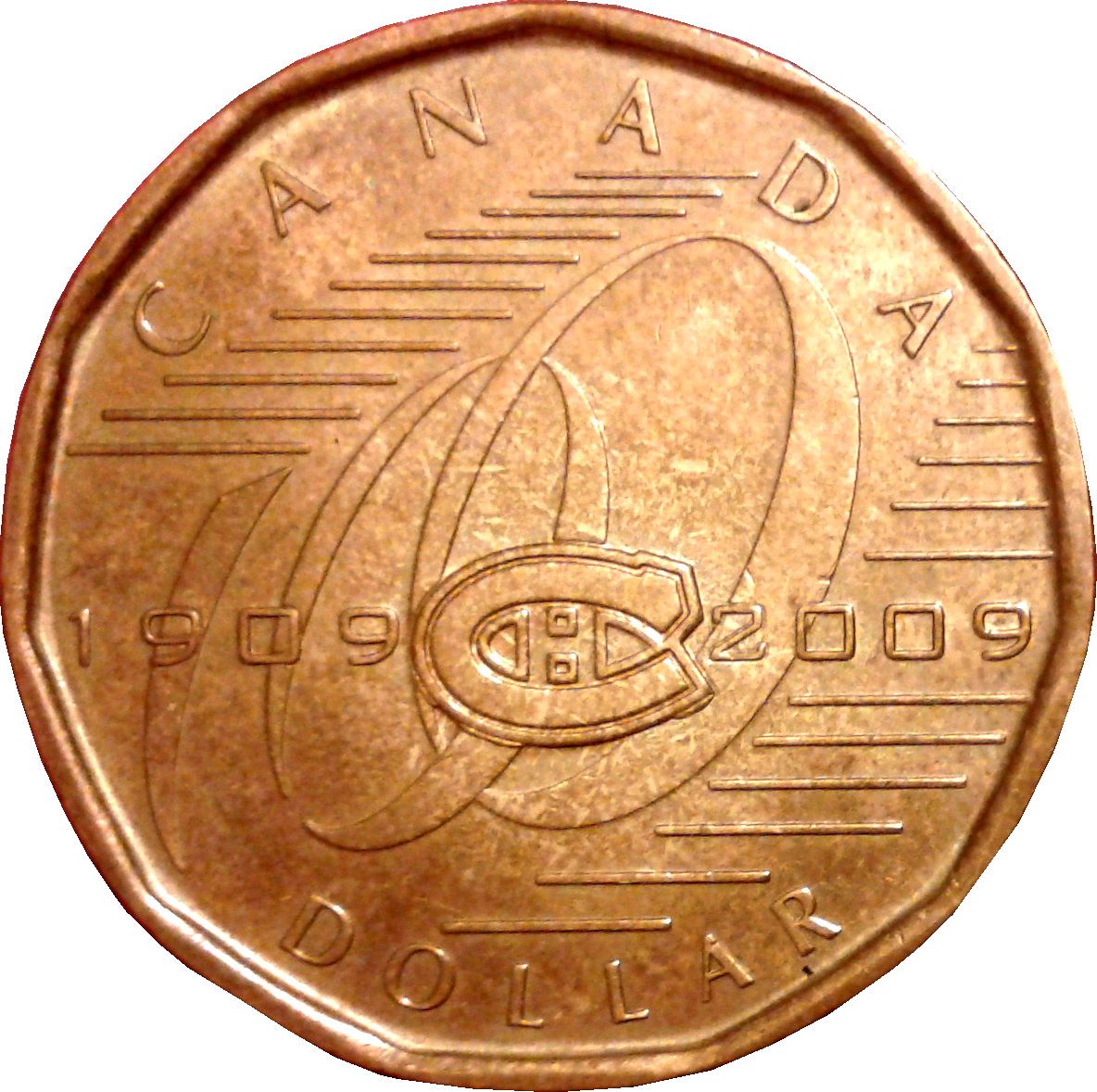Canada | 1 Dollar Coin | Bronze plated nickel | Montreal Canadiens | KM:864 | 2009