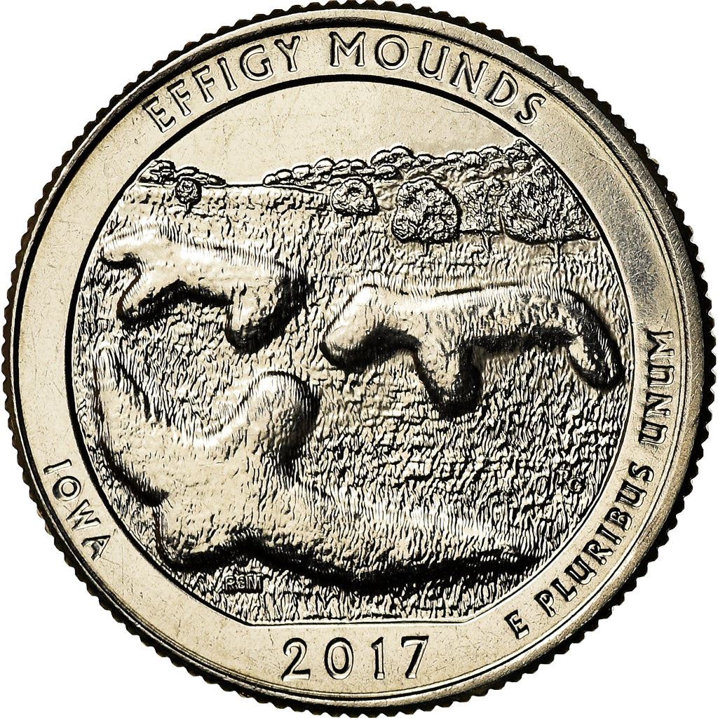 United States | 1/4 Dollar Coin | Effigy Mounds Iowa | Km:653 | 2017