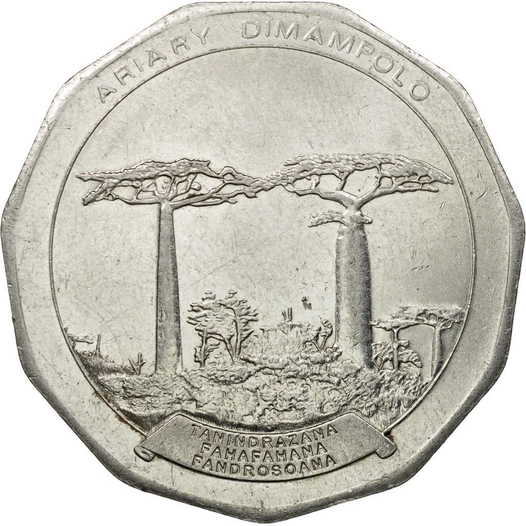 Madagascar | 50 Ariary Coin | Star | Baobab | Km:25.2 | 2005