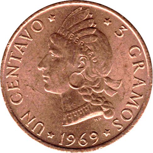 Dominican Republic 1 Centavo Coin | FAO | Liberty | KM32 | 1969