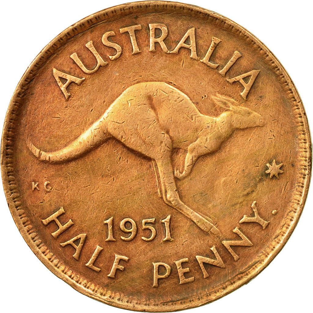 Australia | 1/2 Penny Coin | Kangaroo | Km:42 | 1949 - 1952