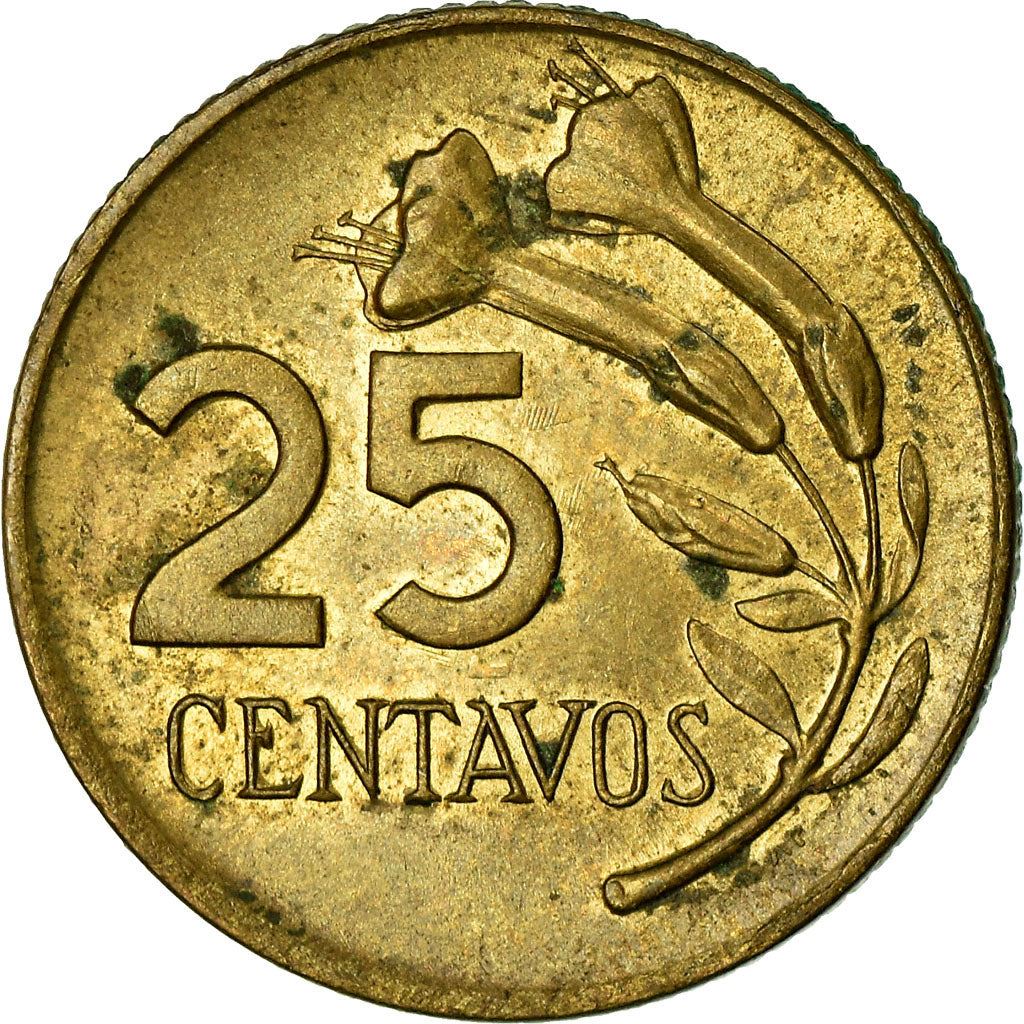 Peru | 25 Centavos Coin | Cantuta flower | Km:246 | 1966 - 1973