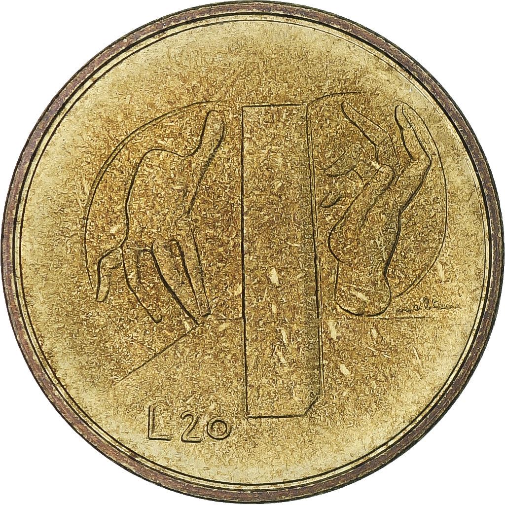 San Marino | 20 Lire Coin | Hands | Km:55 | 1976
