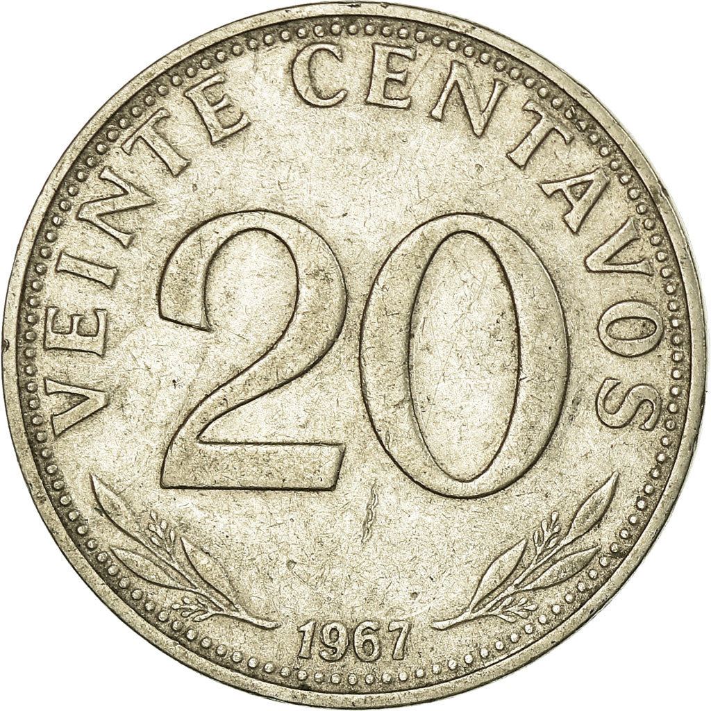 Bolivia | 20 Centavos | Nickel clad steel | Coat of Arms | KM:189 | 1965-1973