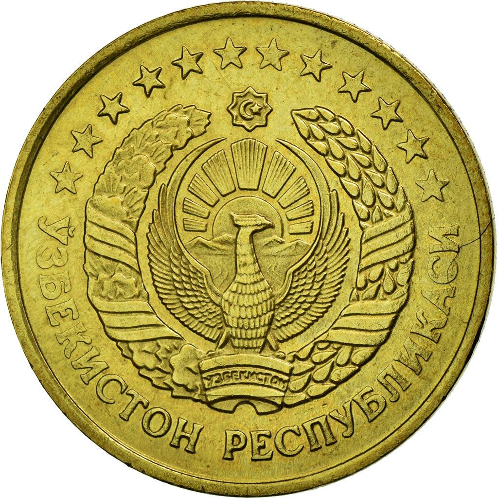 Uzbekistan | 5 Tiyin Coin | Stars | Cotton | Wheat | Sun | Huma Bird | Km:3 | 1994