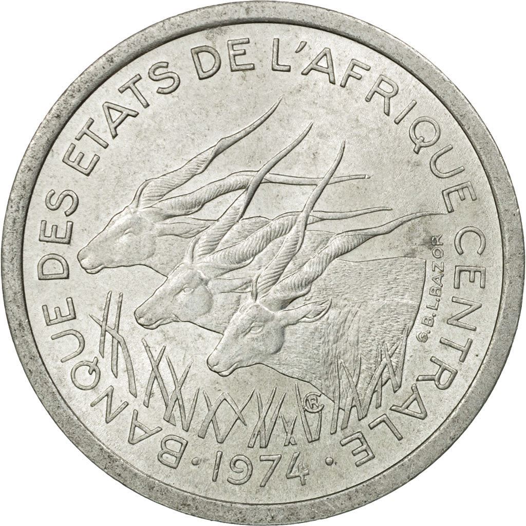 Central African States | 1 Franc Cfa Coin | Antelope | Crops | Km:8 | 1974 - 2003