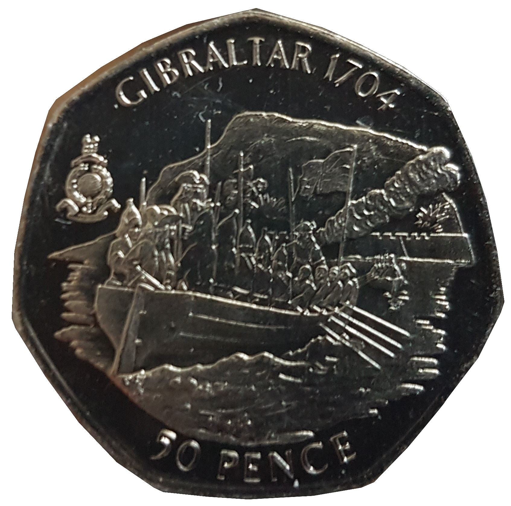Gibraltar | 50 Pence Coin | Queen Elizabeth II | Royal Marines | KM1142 | 2004