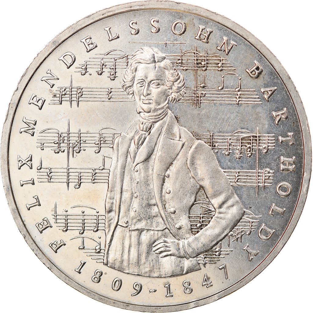 Germany 5 Deutsche Mark Coin | Felix Mendelssohn Bartholdy | Eagle | KM161 | 1984