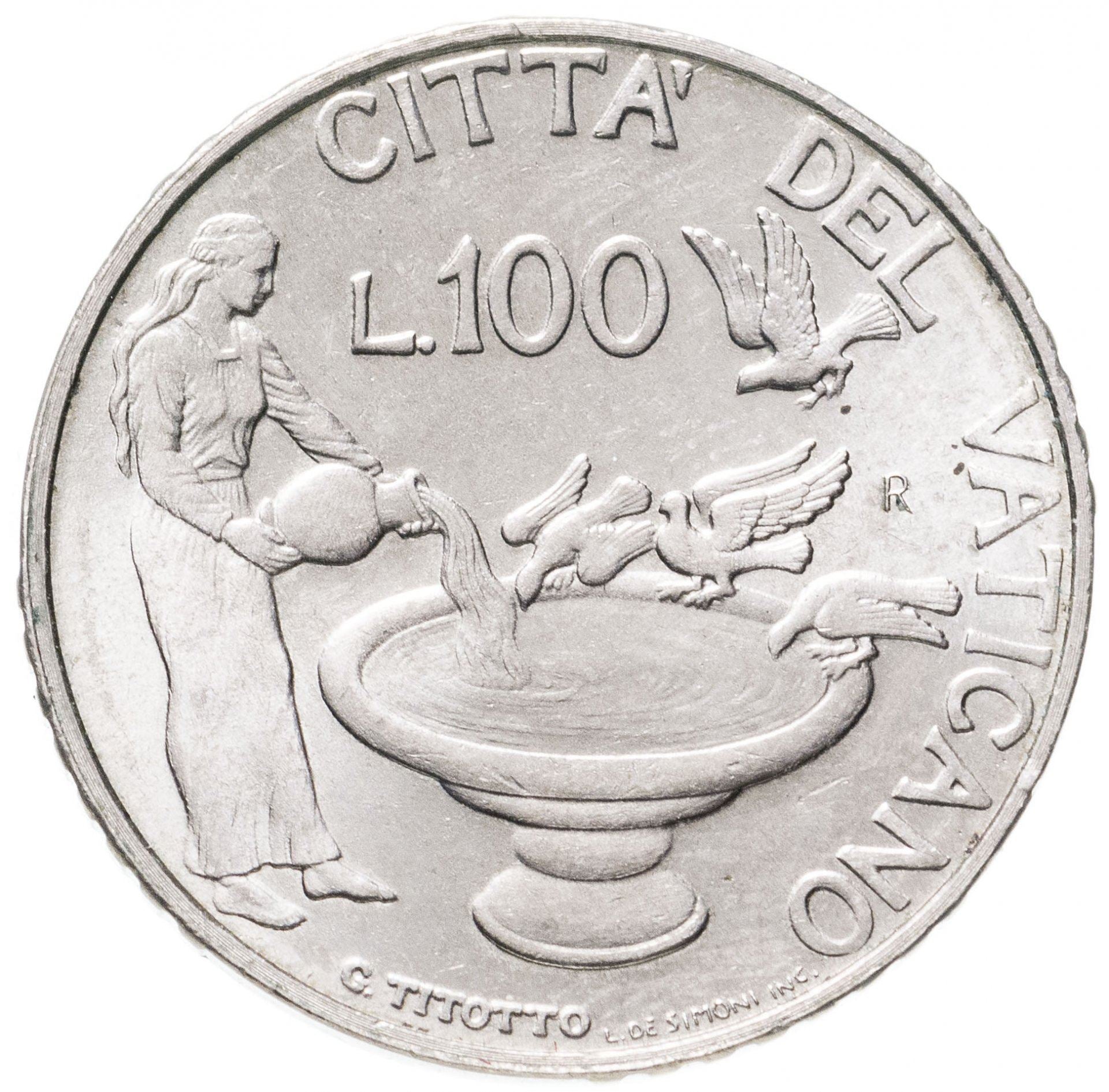 Vatican City | 100 Lire Coin | John Paul II | KM:283 | 1997