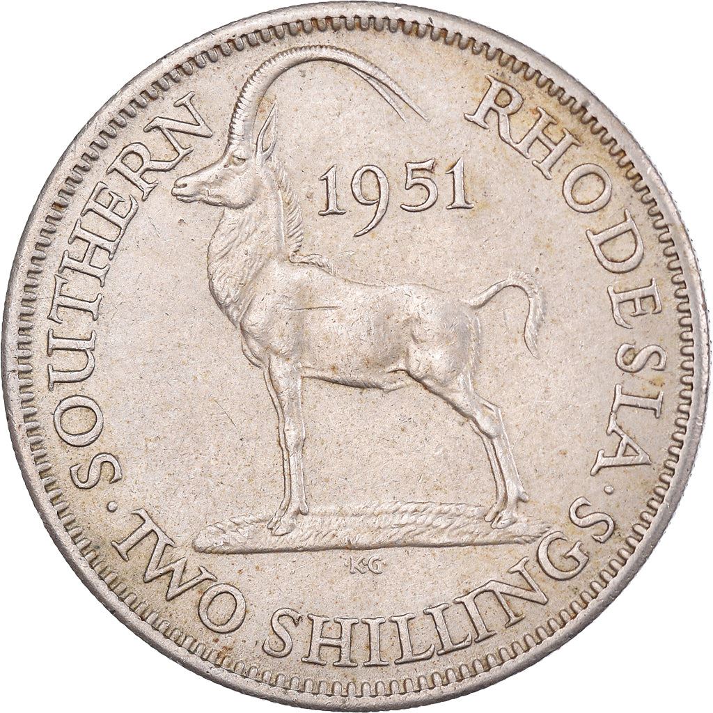 Southern Rhodesia | 2 Shillings Coin | George VI | Antelope | Km:23 | 1948 - 1952