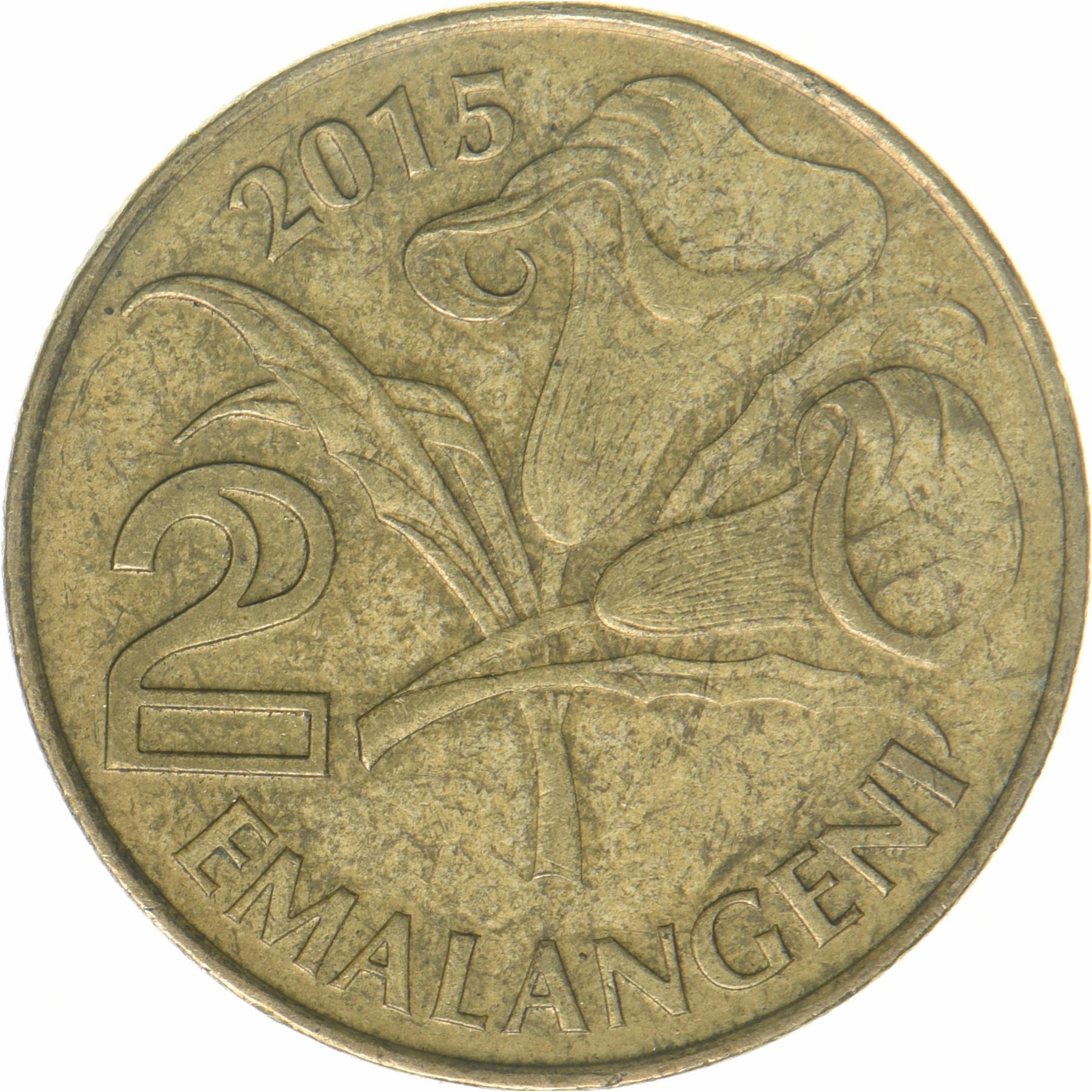 Kingdom of Swaziland | 2 Emalangeni Coin | King Mswati III | Lilies | KM:67 | 2015