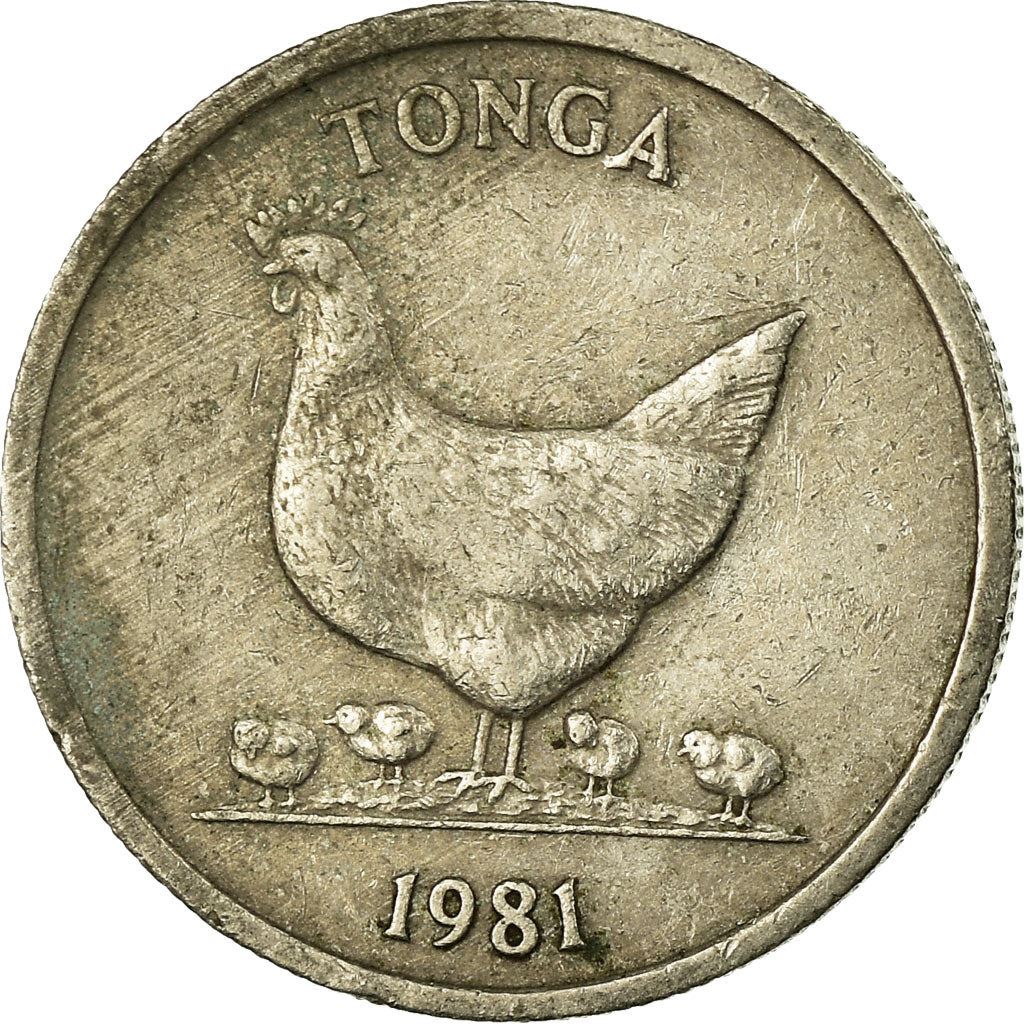Tonga | 5 Seniti Coin | Hen | Chicken | Coconut | FAO | Km:68 | 1981 - 1996