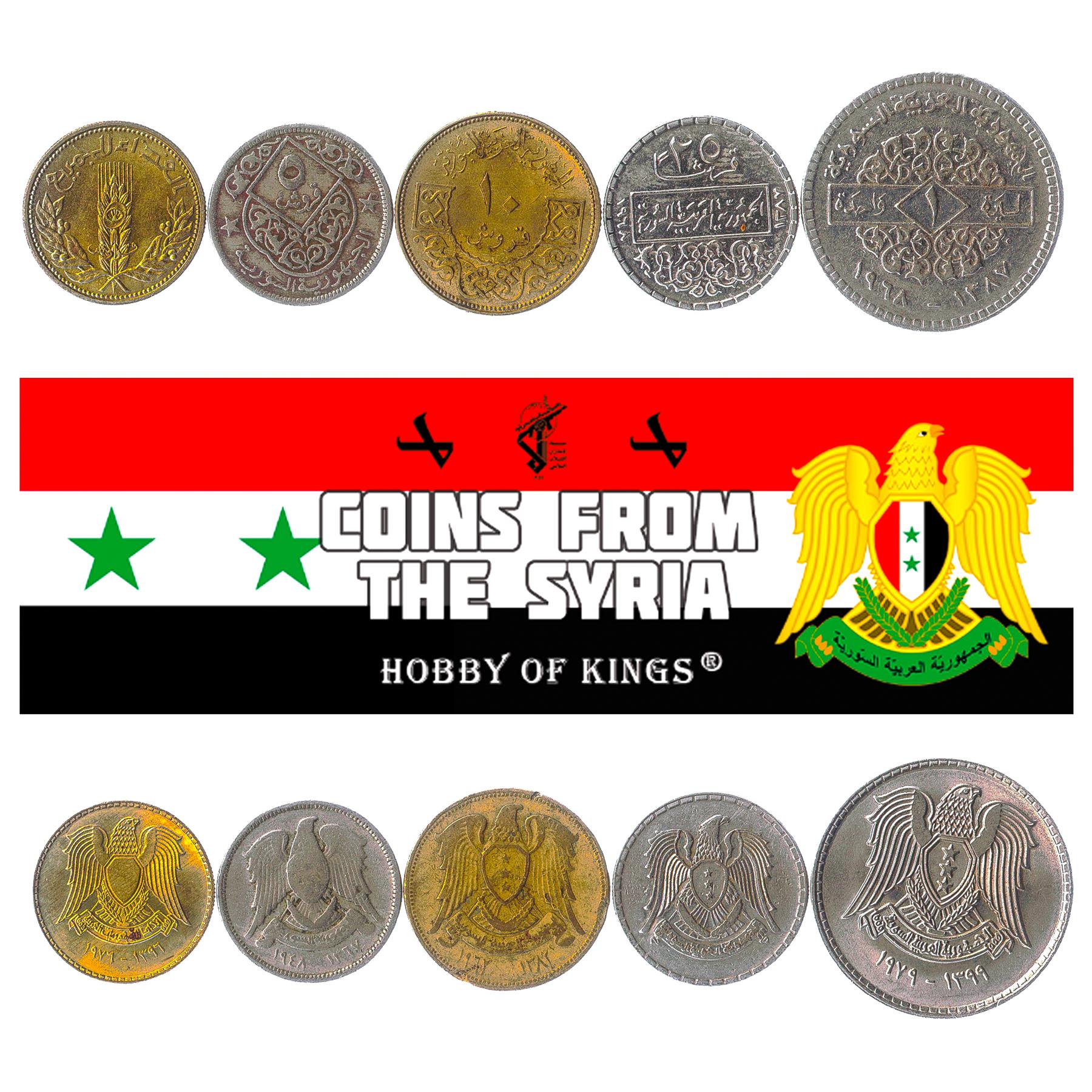Hobby Van Koningen Verschillende Munten - Oude Verzamelbare Syrische Buitenlandse Munt Voor Verzamelboek - Unieke Gedenkwaardige Wereldmuntsystemen - Cadeaus Voor Verzamelaars - Collectie Van 5