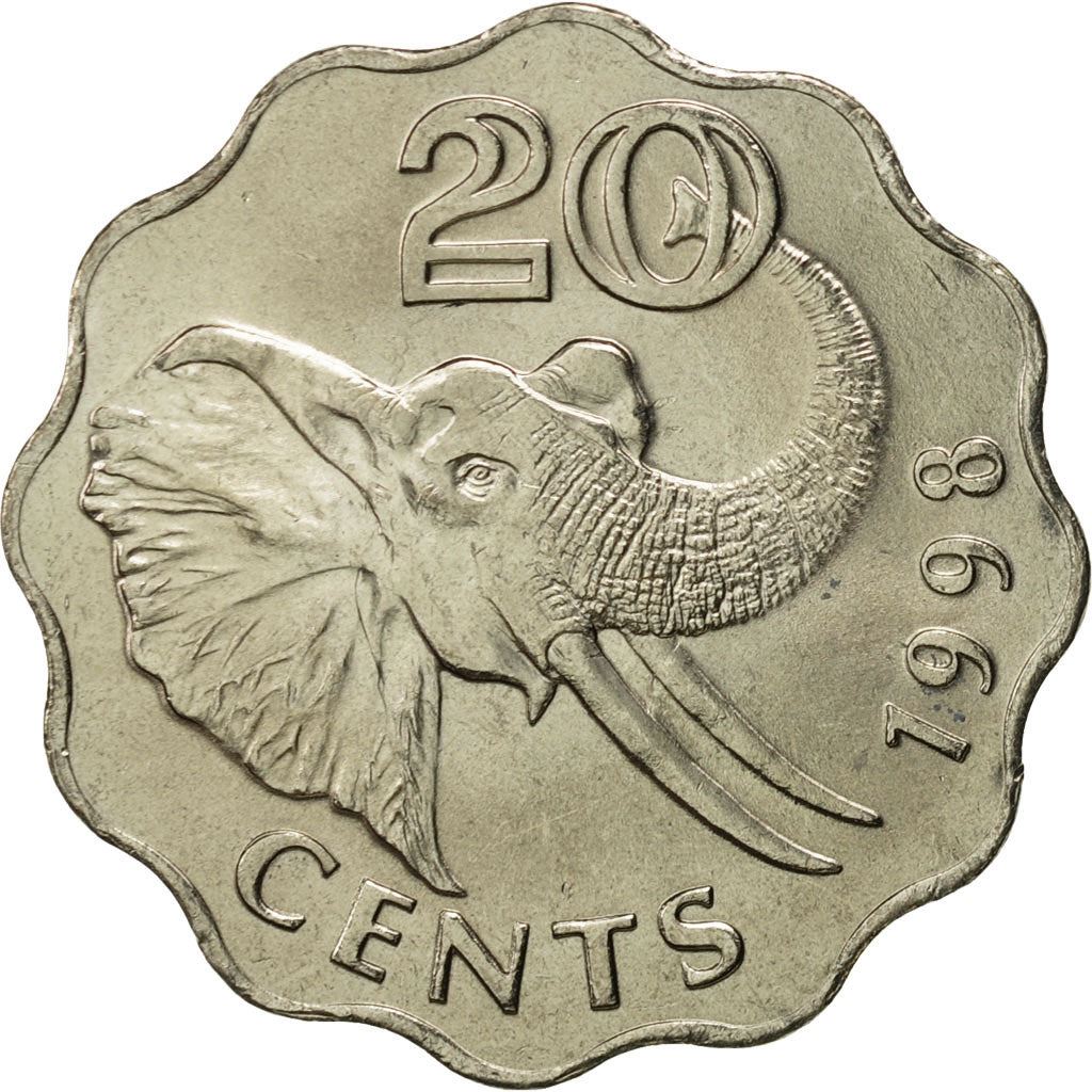 Kingdom of Swaziland | 20 Cents Coin | Elephant | Km:50.1 | 1996 - 2005