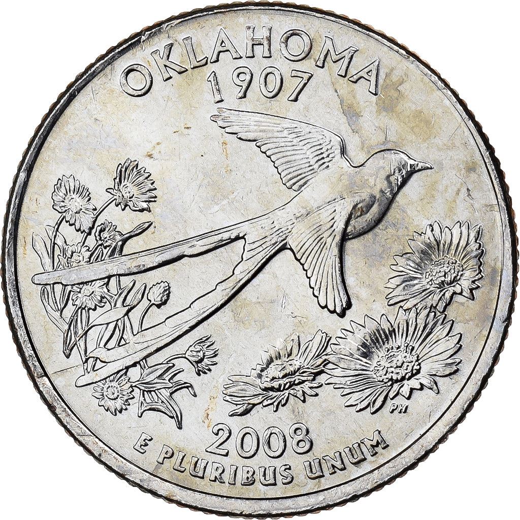 United States | 1/4 Dollar Coin | Oklahoma | Km:421 | 2008