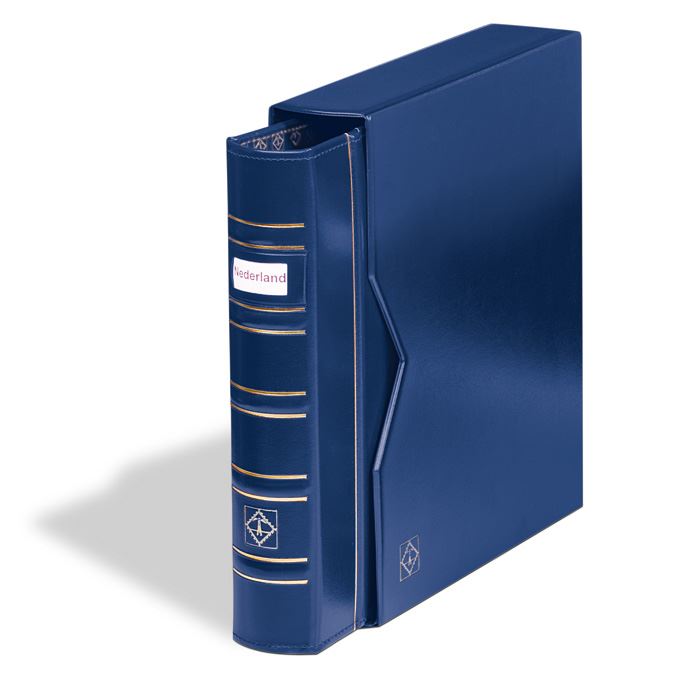 OPTIMA SIGNUM Ring Binder with Slipcase | Slot for Labels | Coin and Banknote Album | Up to 60 Sheet Capacity | Blue