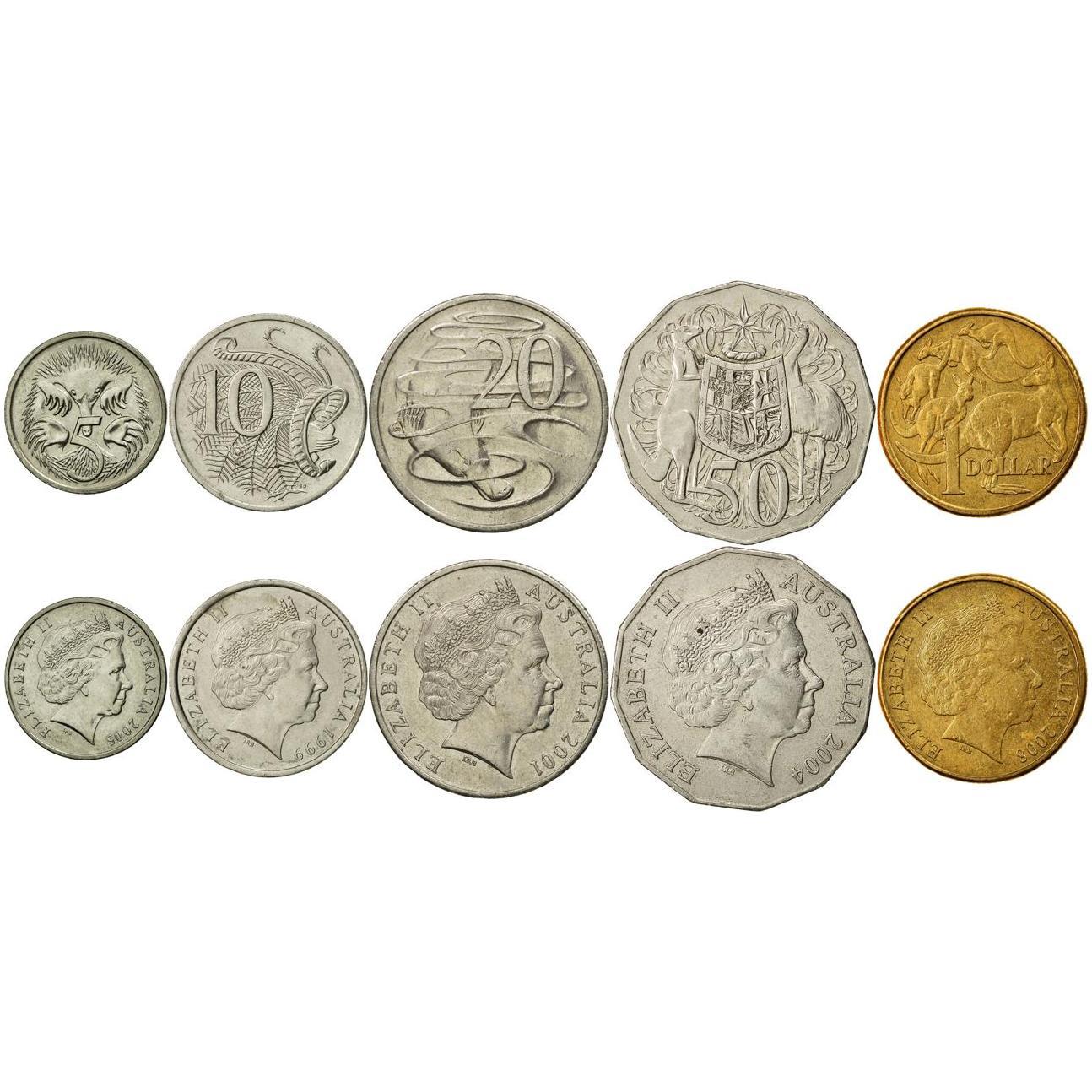Australia | 5 Coin Set | 5 10 20 50 Cents 1 Dollar | 1999 - 2019