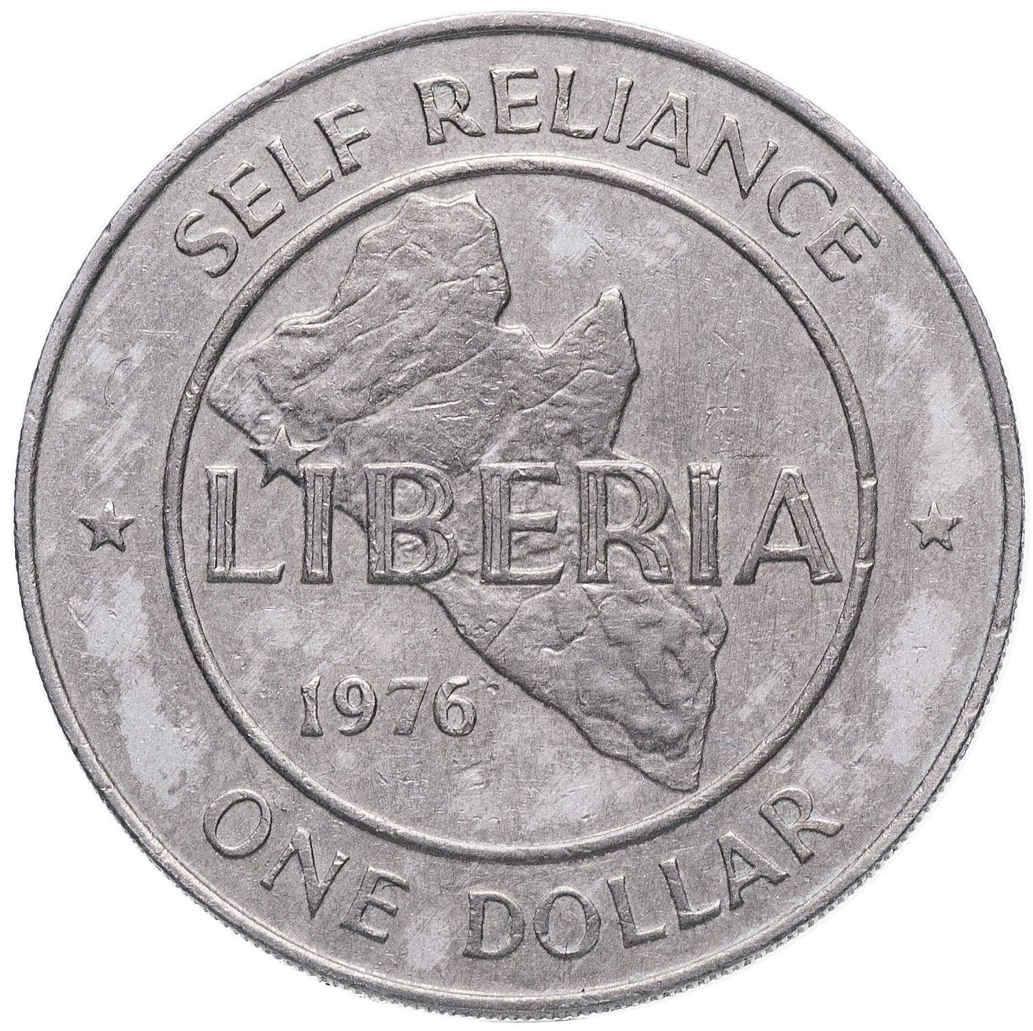 Liberia | 1 Dollar Coin | Copper-nickel | Map | KM:32 | 1976 - 1987