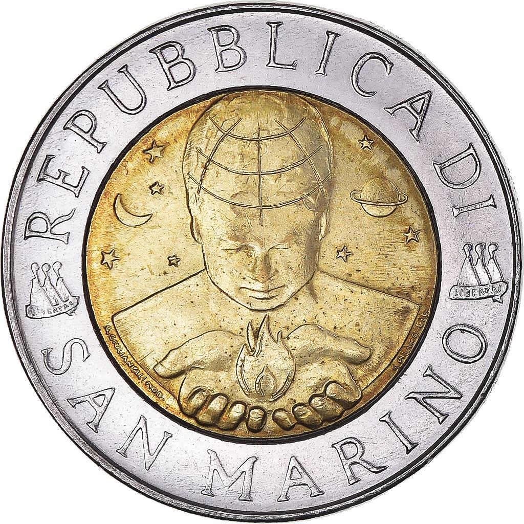 San Marino | 500 Lire Coin | Moon's surface | Km:394 | 1999