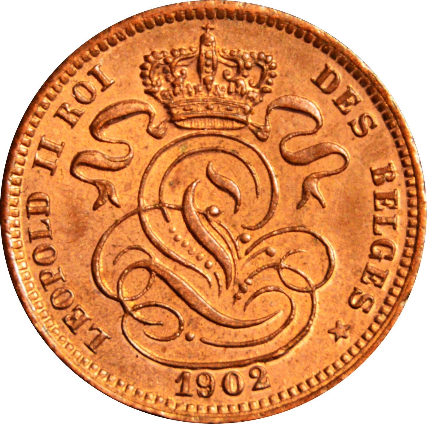 Belgian 1 Centime Coin | Leopold II Belgique | Lion | Constitution | KM33 | 1869 - 1907