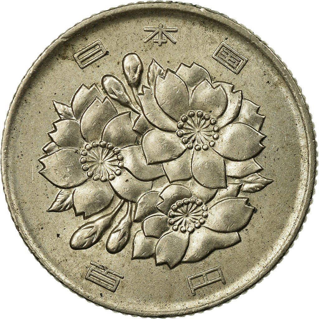 Japan | 100 Yen Coin | Cherry Blossoms | Y:82, Jnda:02-4, Schön:59 | 1967 - 1988