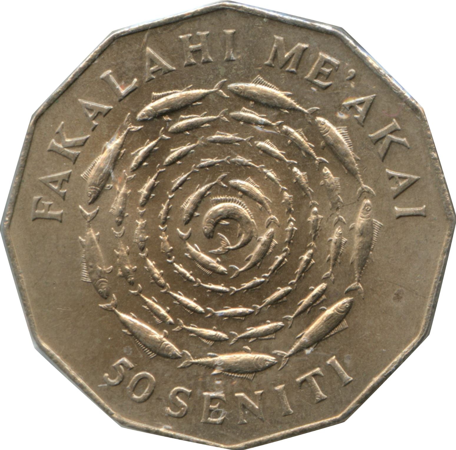 Tonga | 50 Seniti Coin | King Tupou IV | 50 Fish | FAO | Km:47 | 1975 - 1978