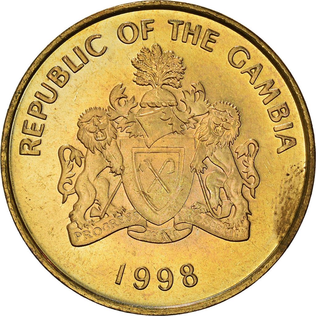 Gambia 10 Bututs Coin | Double-spurred francolin | KM56 | 1998