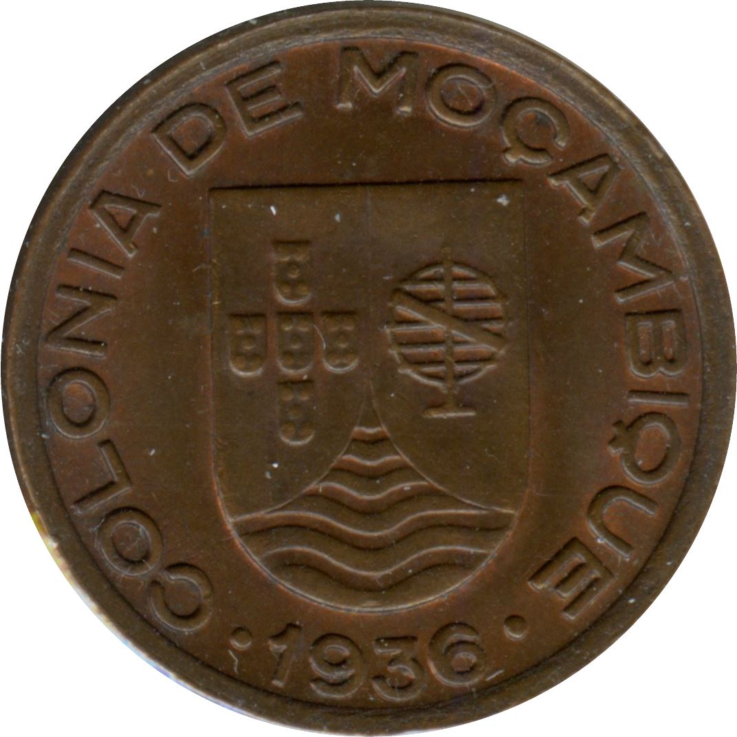 Mozambique | 10 Centavos Coin | Globe | Shield | Km:63 | 1936