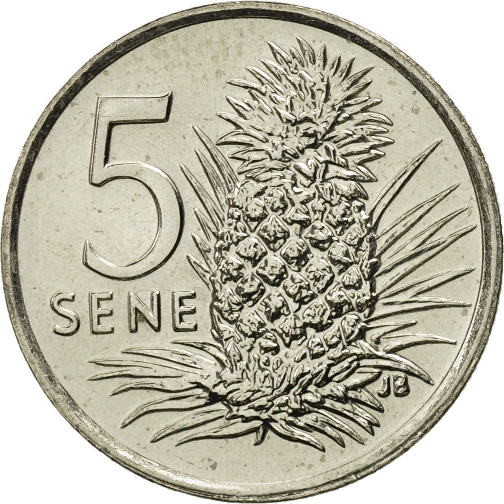 Samoa | 5 Sene Münze | Malietoa Tanumafili II | Ananas | Km:14 | 1974 - 2000