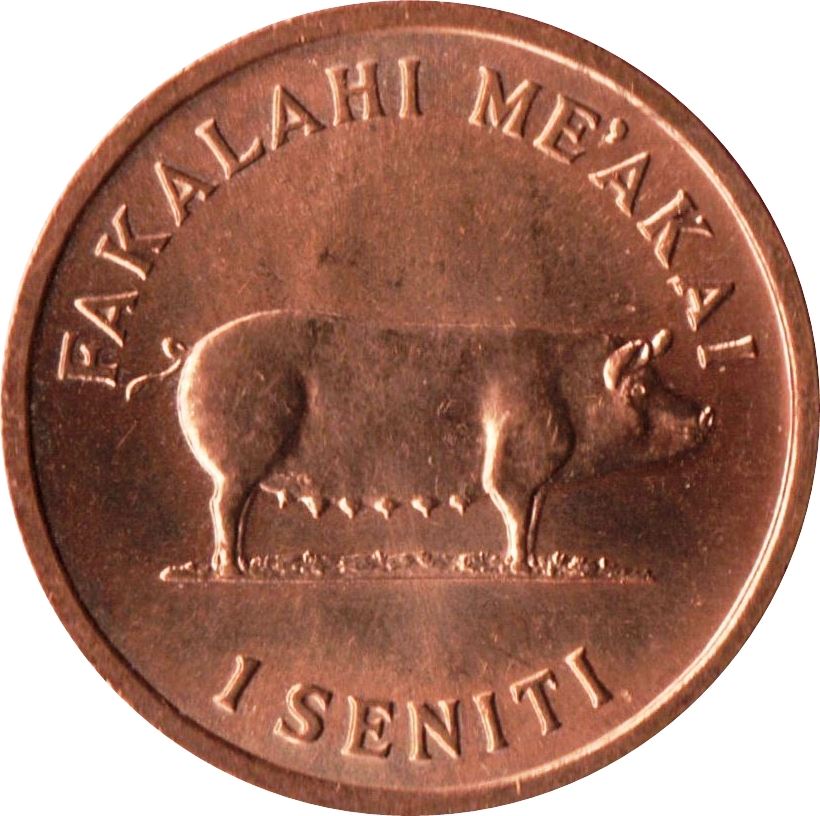 Tonga | 1 Seniti Coin | Corn | Pig | FAO | Km:42 | 1975 - 1979