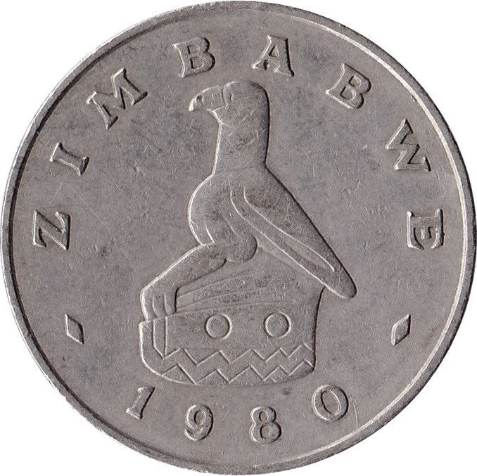 Zimbabwe | 1 Dollar Coin | Bateleur Eagle | Great Zimbabwe Monument | KM6 | 1980 - 1997