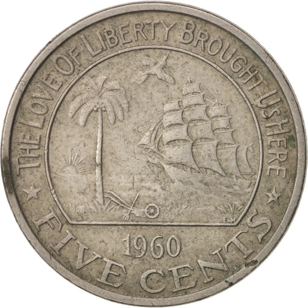 Liberia | 5 Cents Coin | Elephant | Km:14 | 1960 - 1990