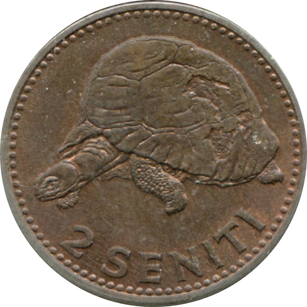 Tonga | 2 Seniti Coin | King Tupou IV | Tortoise | KM:28 | 1968 - 1974
