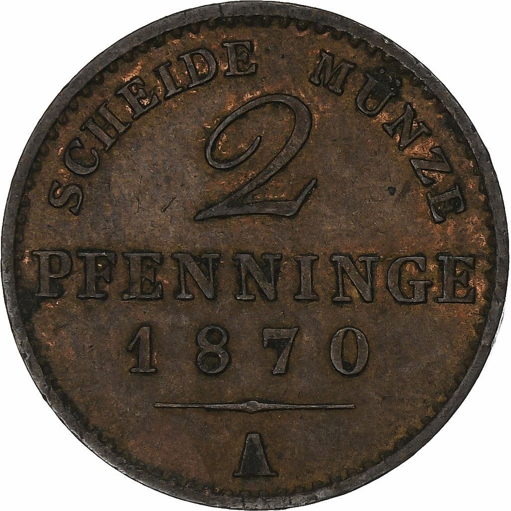 Kongeriget Preussen | 2 Pfennig Mønt | Wilhelm I | Km:481 | 1861 - 1873