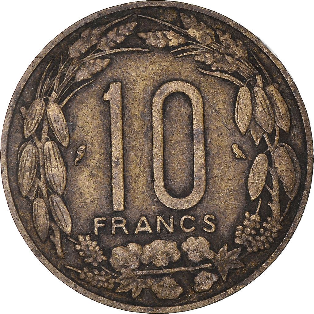 Central African States | 10 Francs Cfa Coin | Antelope | Crops | Km:2 | 1961 - 1962