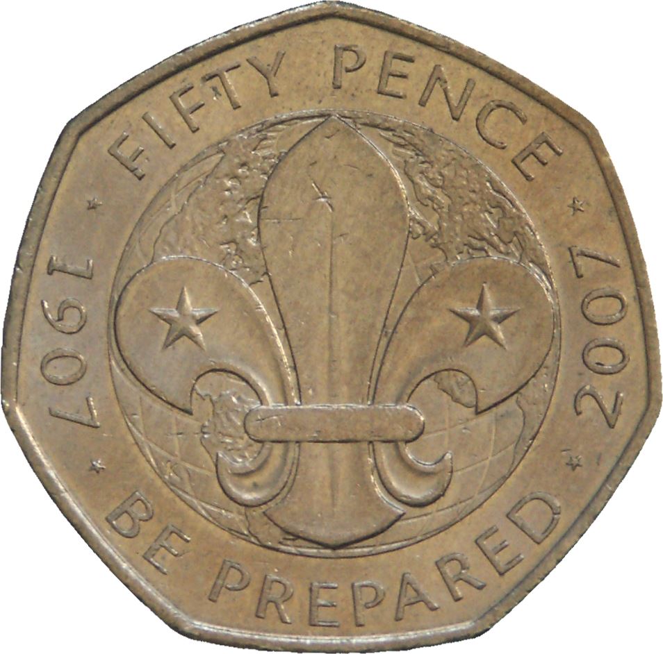United Kingdom | 50 Pence Coin | Scouting Movement | Km:1073 | 2007 - 2009