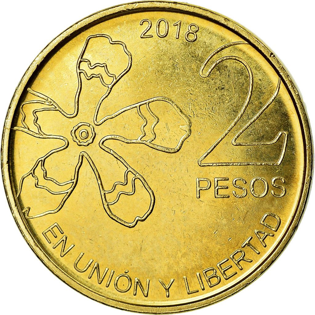 Argentina | 2 Pesos Coin | Silk Floss | Tree | Flower | Km:188 | 2018