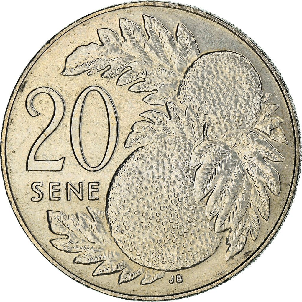 Samoa | Moneda de 20 Sene | Malietoa Tanumafili II | Fruta de Pan | Km:16 | 1974 - 2000