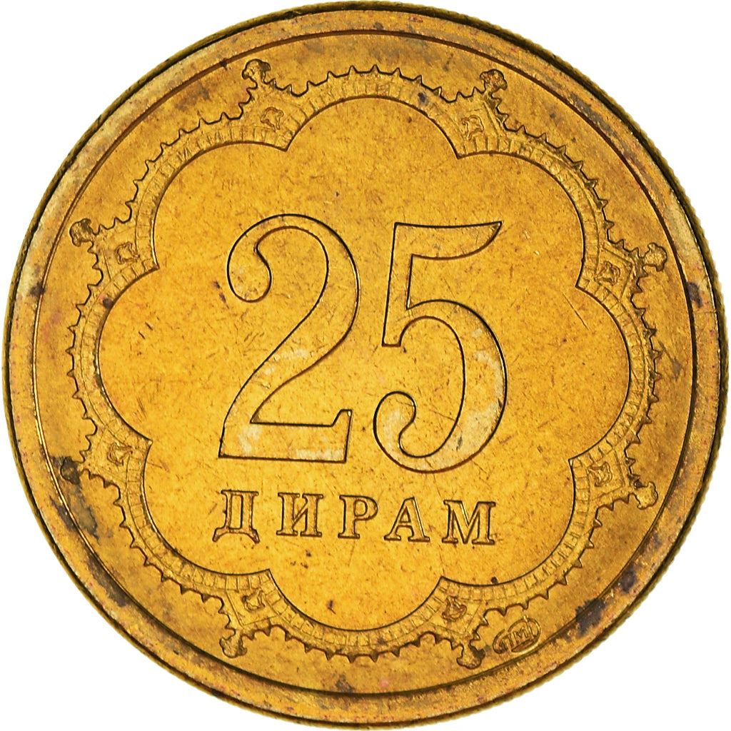 Tajikistan | 25 Diram Coin | Crown | Stars | Small Value | Km:5.1 | 2001