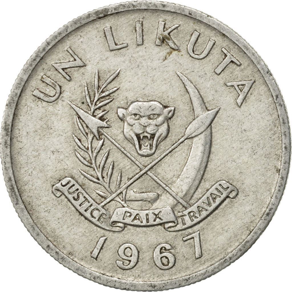 Congo-Leopoldville | 1 Likuta Coin | Coat of Arms | Km:8 | 1966 - 1969