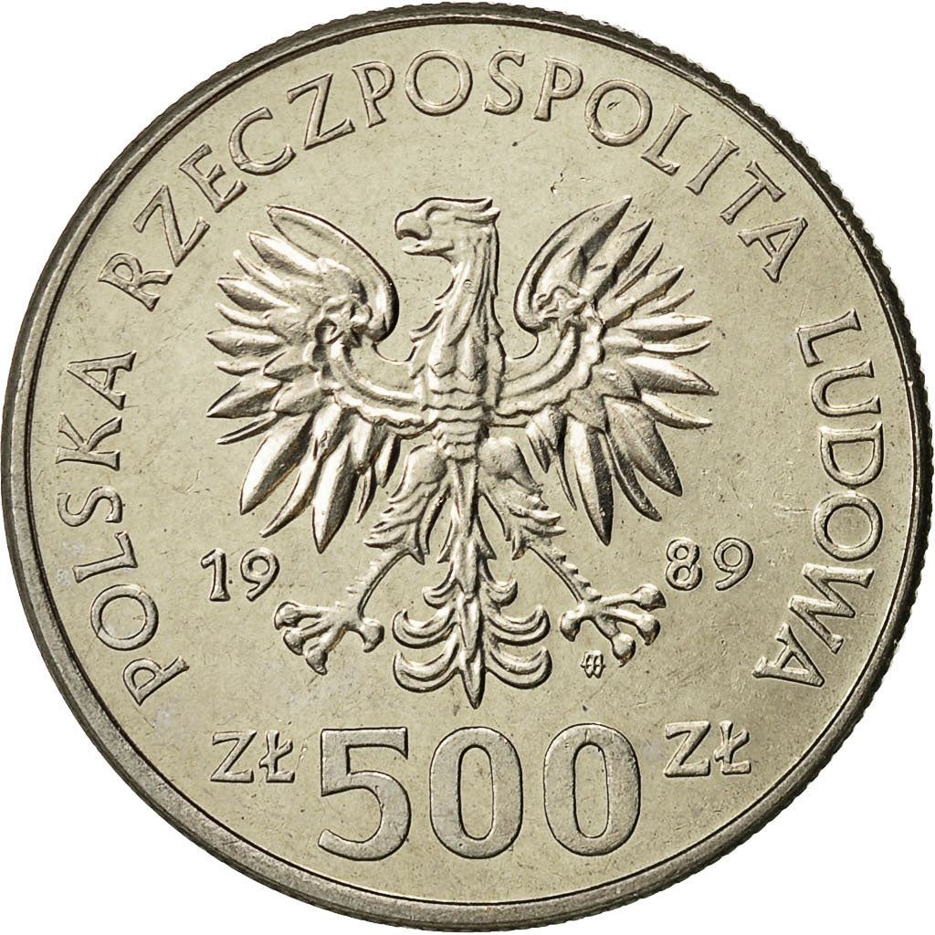 Poland | 500 Zlotys Coin | Ladislaus II Jagiellon | Y:194, Parm:336, Fischer Po:Ob107 | 1989