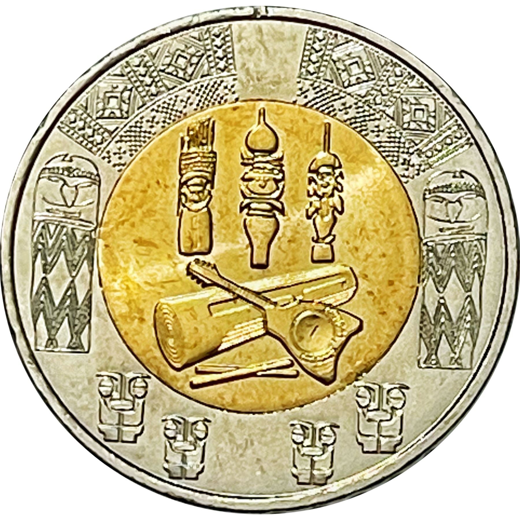 French Pacific Territories | 200 Francs Coin | Drum | Ukulele | 2021