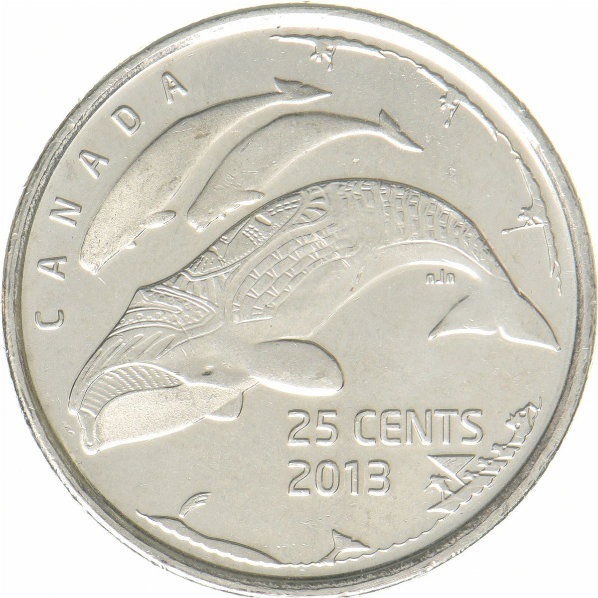 Canada | 25 Cents Coin | Beluga Whale | Nickel plated steel | KM:A1547 | 2013