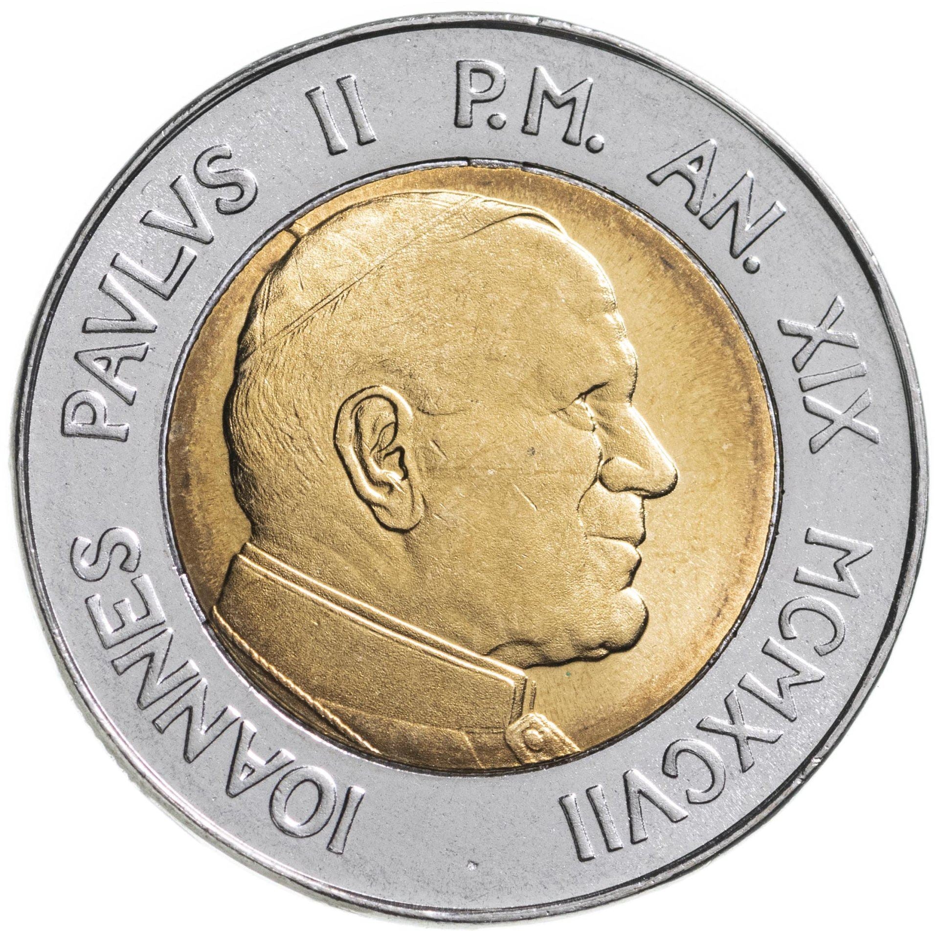 Vatican City | 500 Lire Coin | John Paul II | KM:285 | 1997