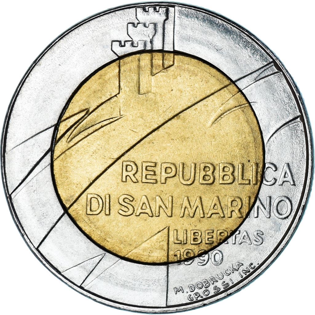 San Marino | 500 Lire Coin | Anniversary of San Marino | Km:256 | 1990