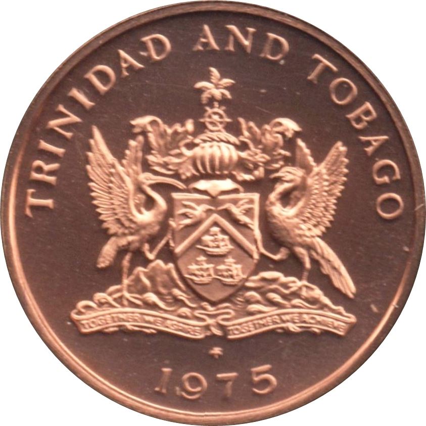 Trinidad and Tobago 1 Cent Coin | Queen Elizabeth II | Hummingbird | KM25 | 1974 - 1976