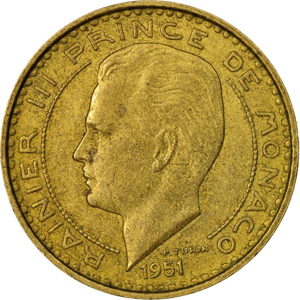 Monaco | 10 Francs Coin | Rainier III | Km:130 | 1950 - 1951